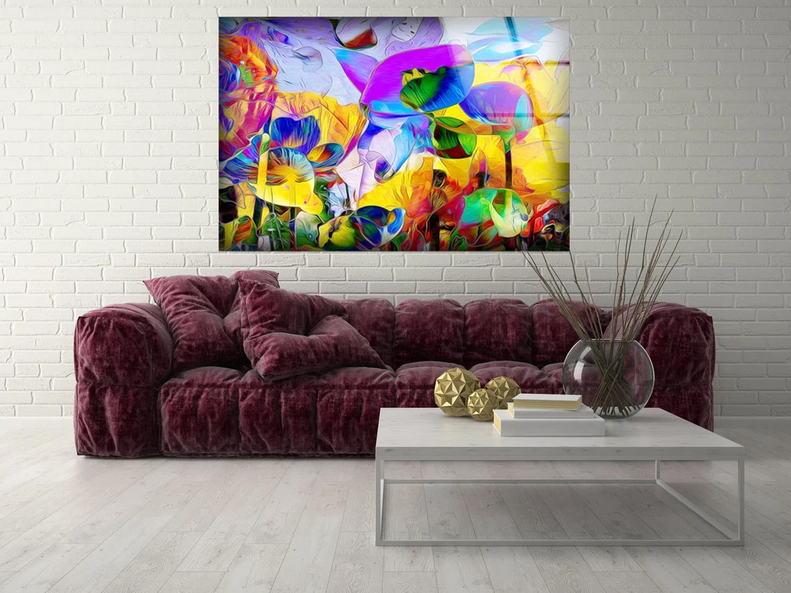 Colorful Abstract Flowers Acrylic Glass Print Tempered Glass Wall Art 100% Made in Australia Ready to Hang