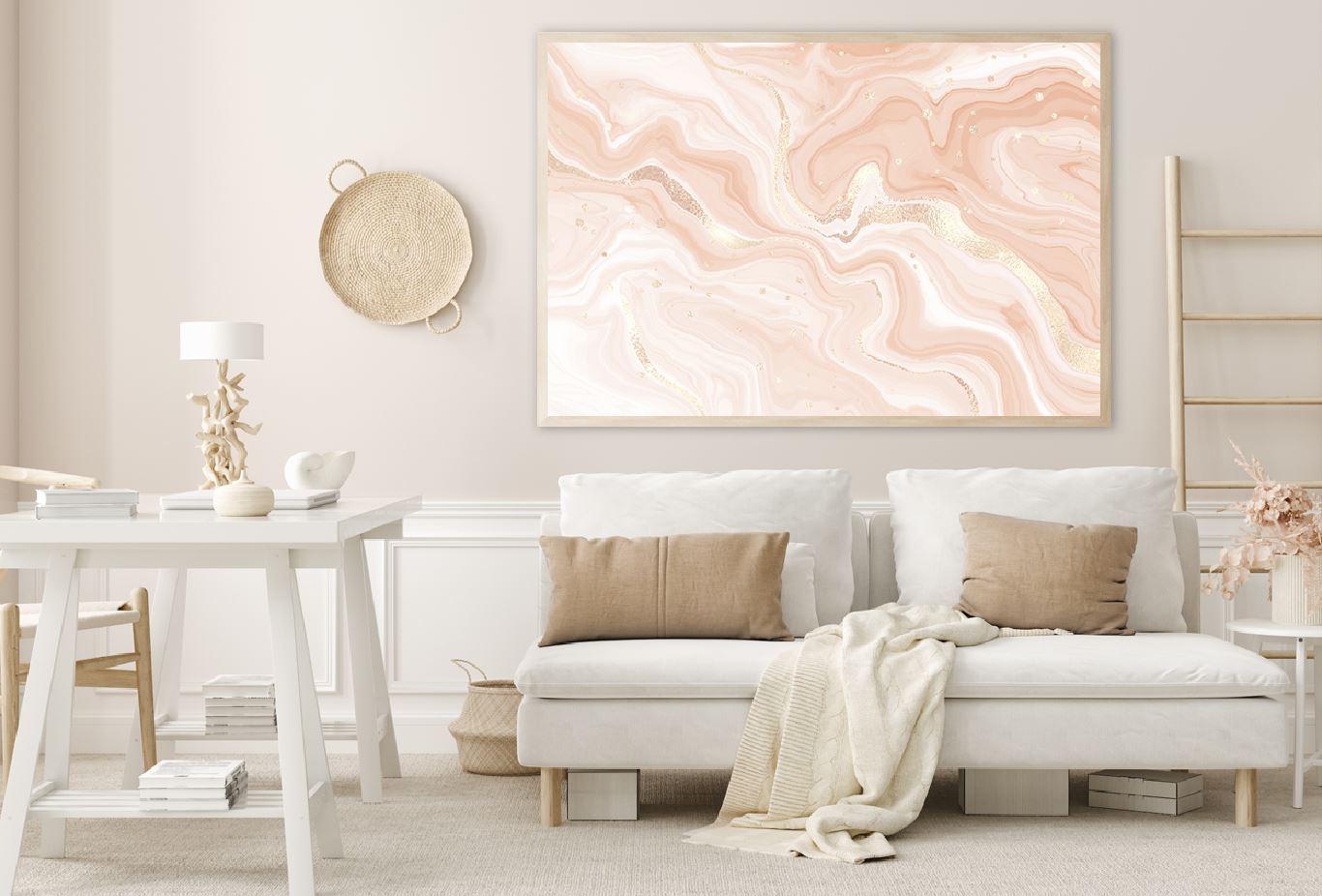 Beige Gold Fluid Abstract Design Home Decor Premium Quality Poster Print Choose Your Sizes