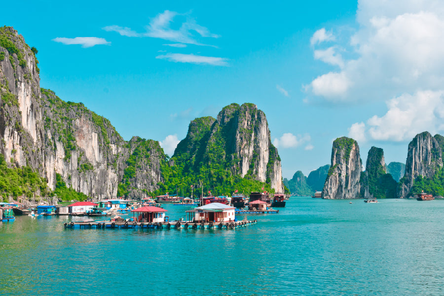 Floating Village View in Halong Bay Vietnam Print 100% Australian Made