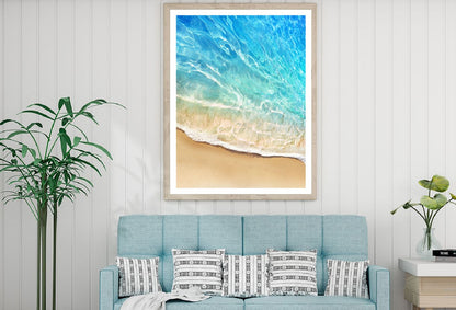 Clear Blue Sea Waves & Sand View Photograph Home Decor Premium Quality Poster Print Choose Your Sizes