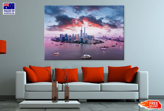 Shanghai Skyline & Huangpu River View Photograph Print 100% Australian Made