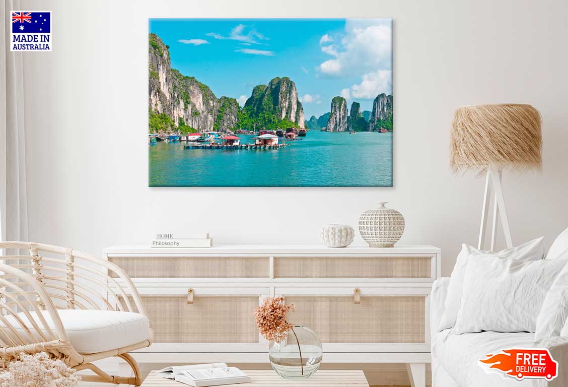 Floating Village View in Halong Bay Vietnam Print 100% Australian Made