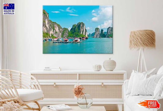 Floating Village View in Halong Bay Vietnam Print 100% Australian Made