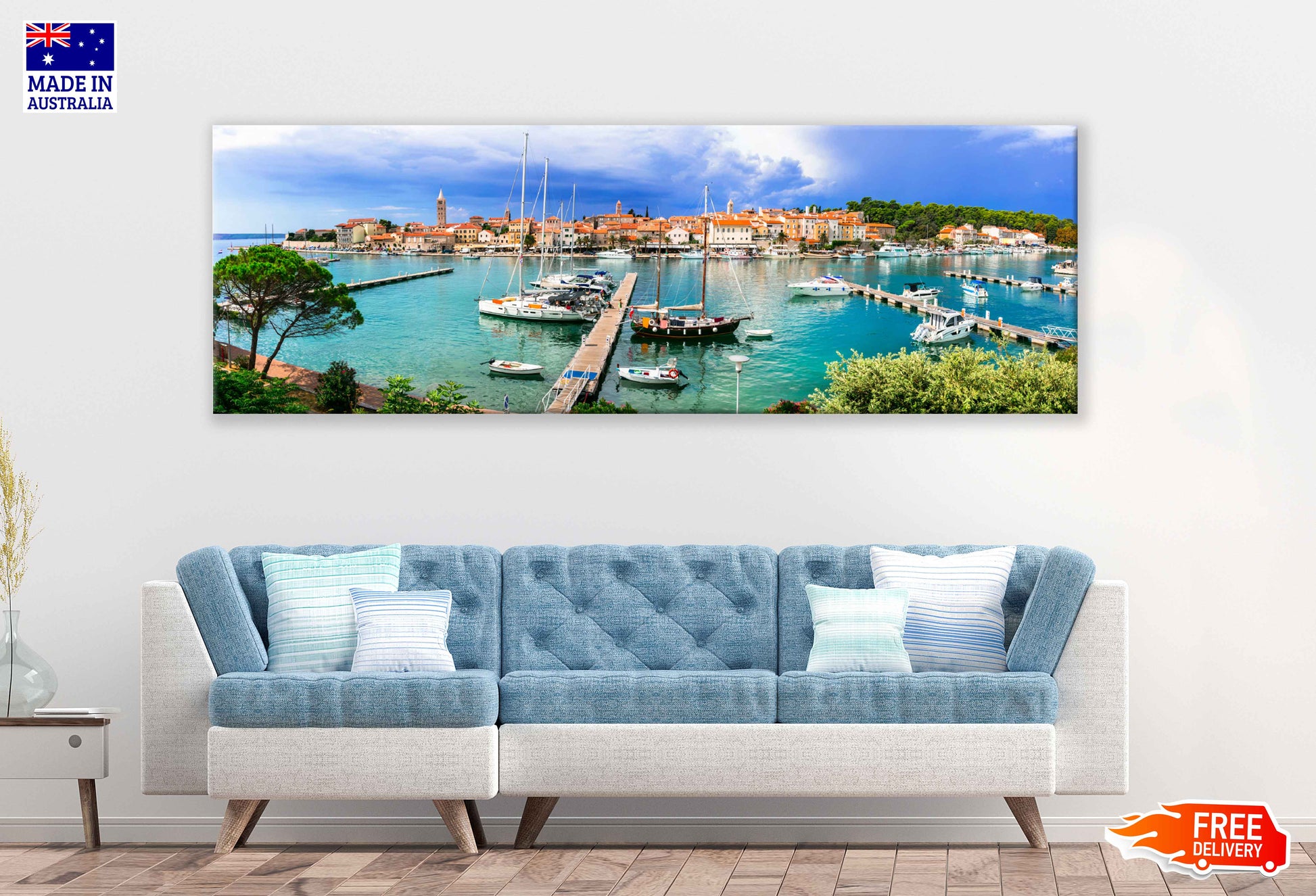 Panoramic Canvas Old Town Sea View Photograph Croatia High Quality 100% Australian Made Wall Canvas Print Ready to Hang