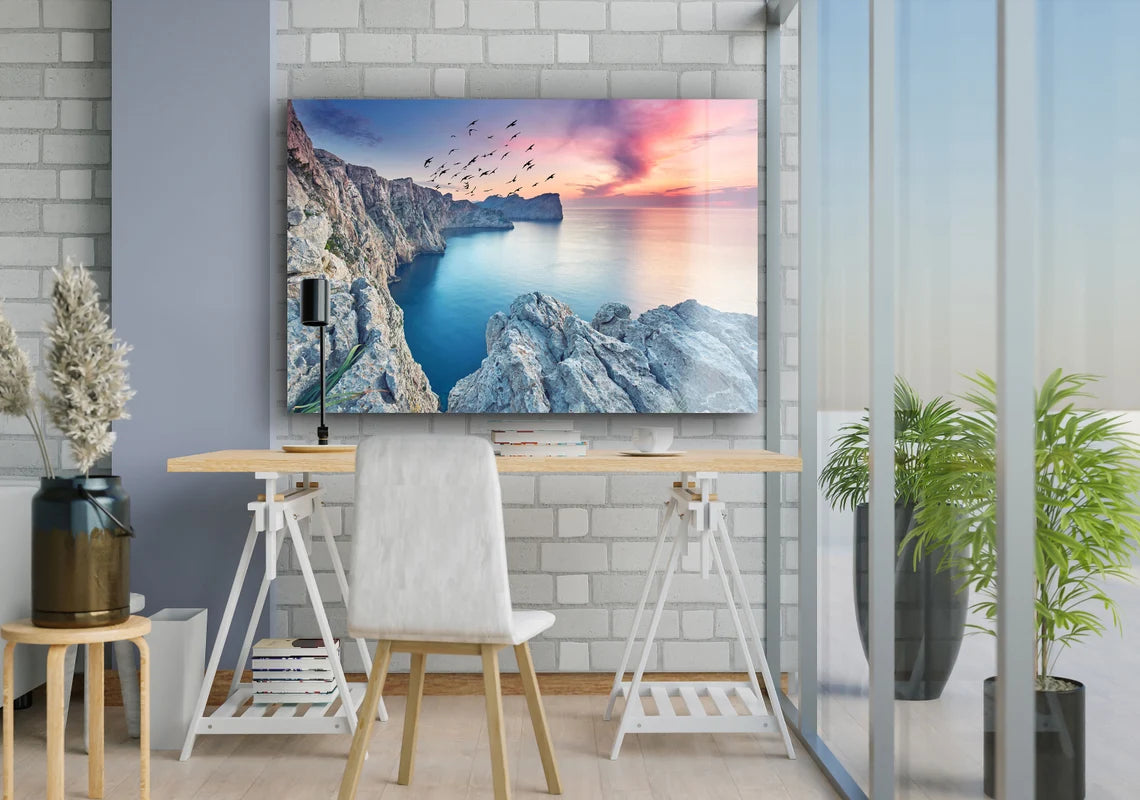 Cape Formentor Sunset Print Tempered Glass Wall Art 100% Made in Australia Ready to Hang