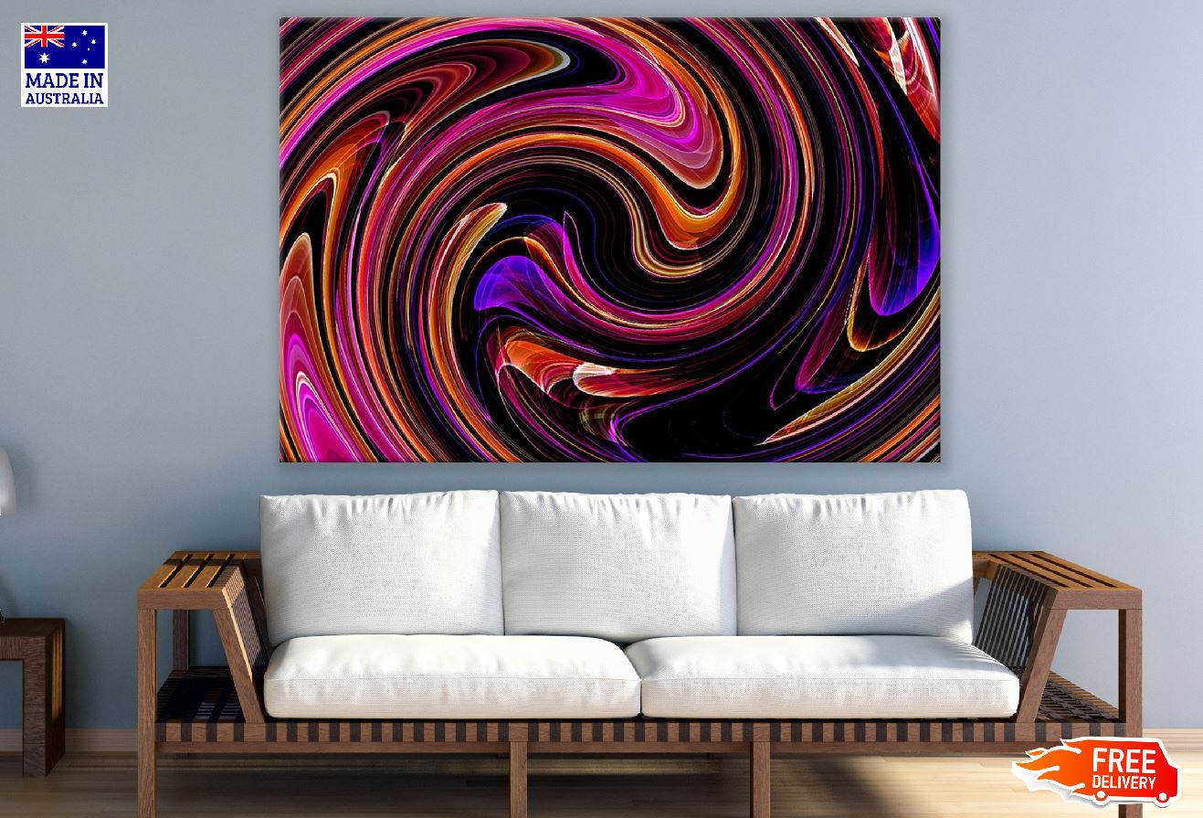 Pink Orange & Blue Curves Digital Abstract Design Print 100% Australian Made