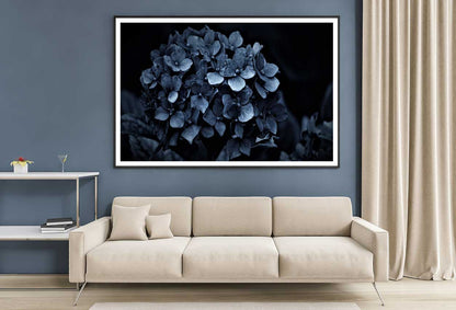Hydrangea Flowers on Dark View Photograph Home Decor Premium Quality Poster Print Choose Your Sizes
