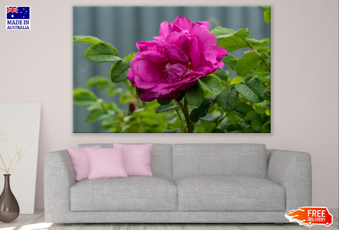 Rose Flower with Leaves Closeup Photograph Print 100% Australian Made