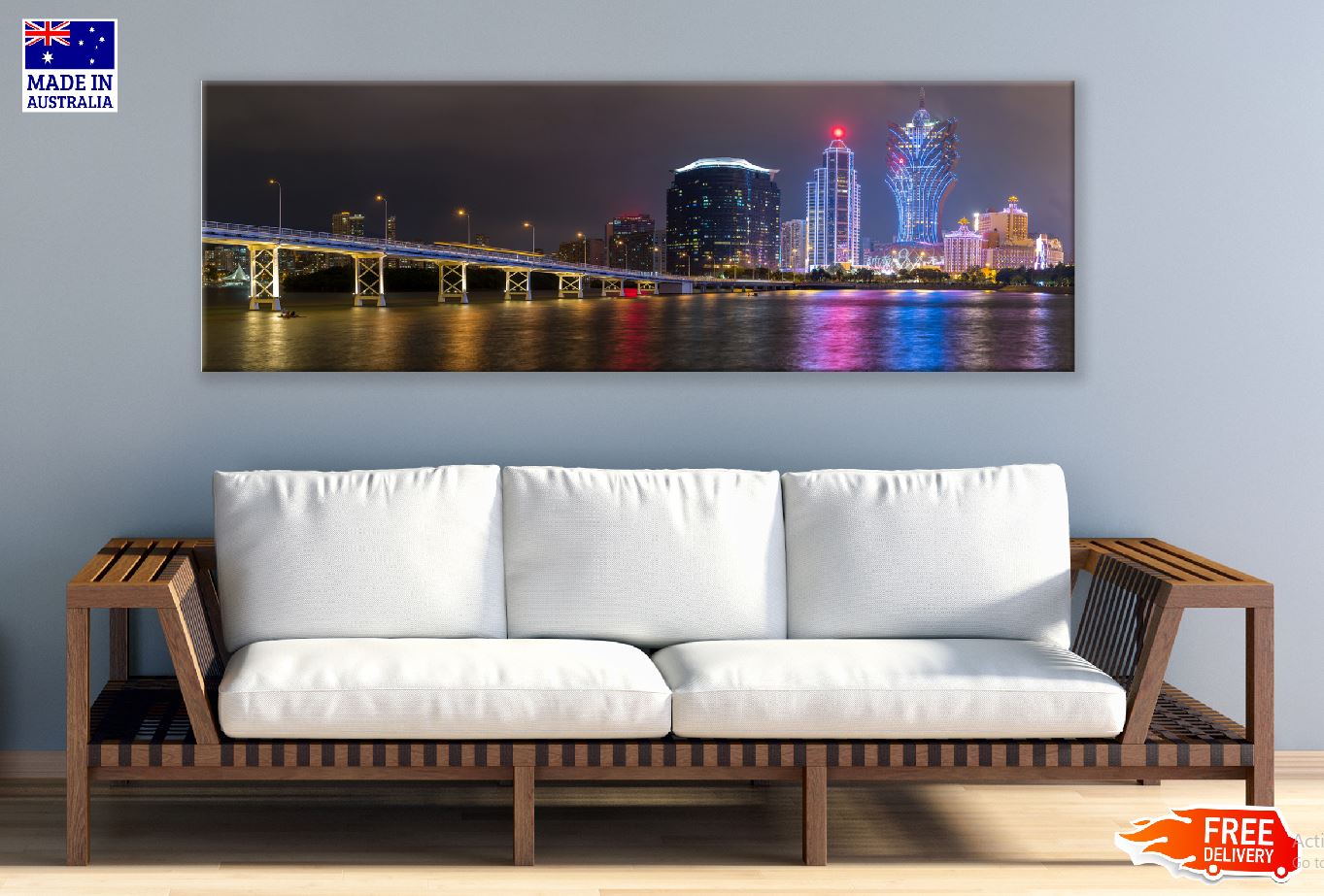 Panoramic Canvas Macau Cityscape View Photograph High Quality 100% Australian Made Wall Canvas Print Ready to Hang