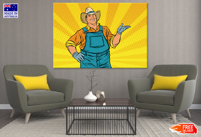 Farmer Showing Illustration Print 100% Australian Made