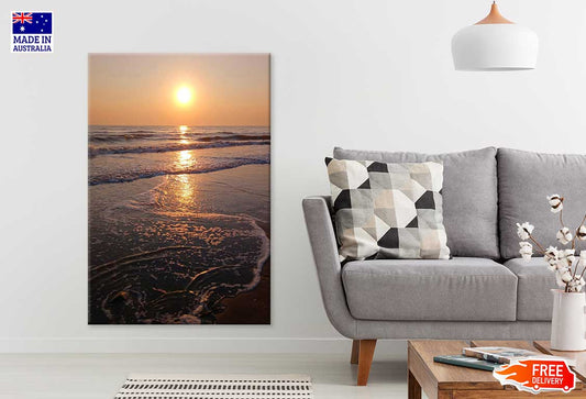 Sea Waves Near Sea Sand Sunset View Scenery Print 100% Australian Made