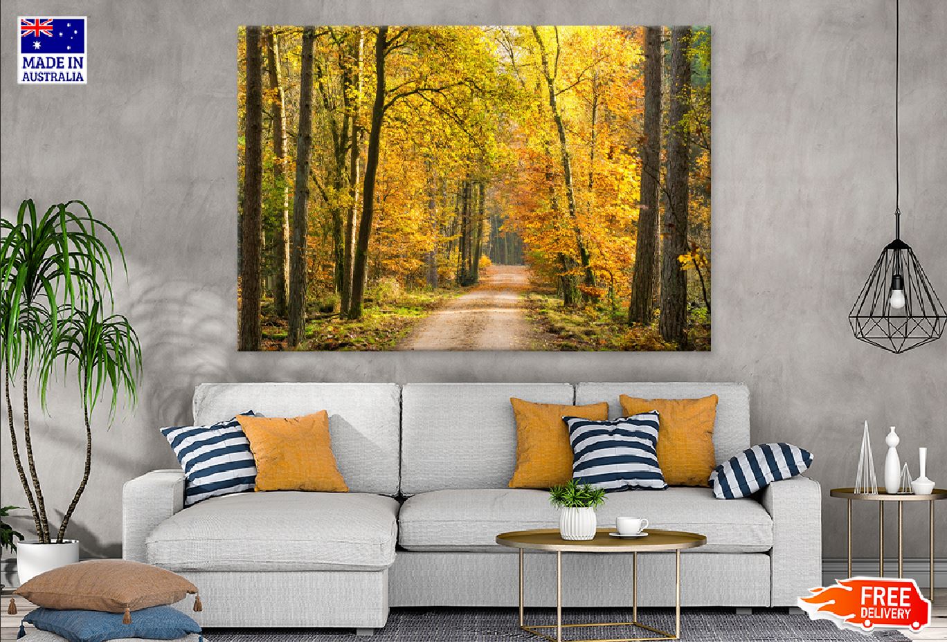 Pathway Covered with Autumn Trees Photograph Print 100% Australian Made