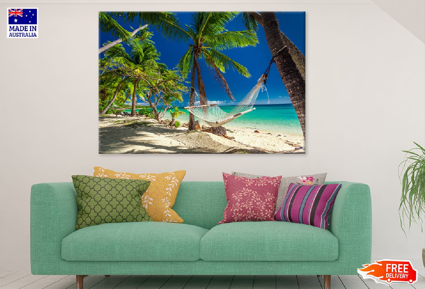 Hammock Near Fiji Island Beach View Photograph Print 100% Australian Made