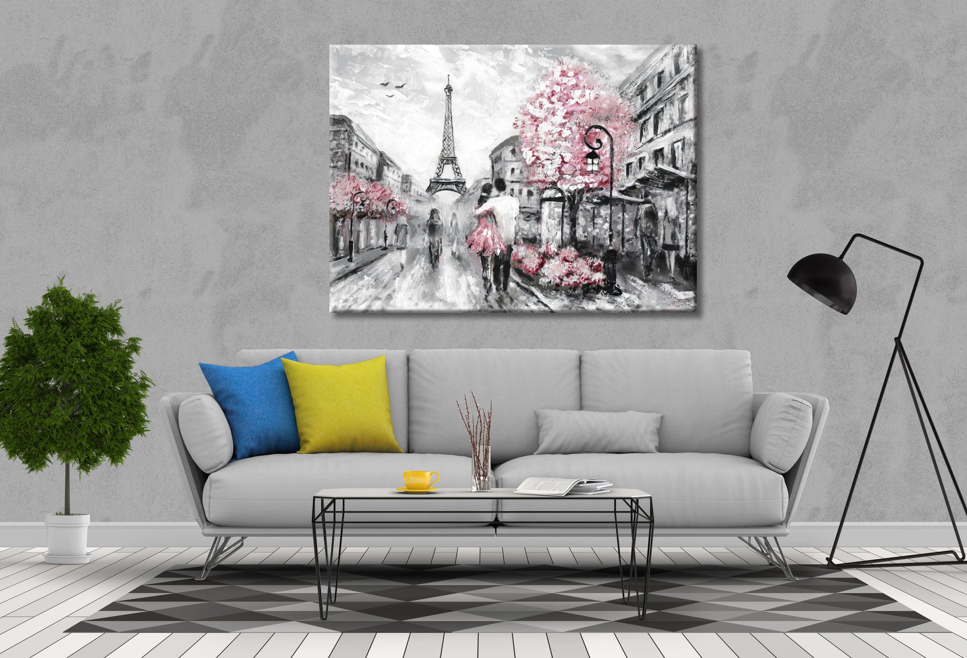 Romantic Couple walking Paris Painting Print 100% Australian Made