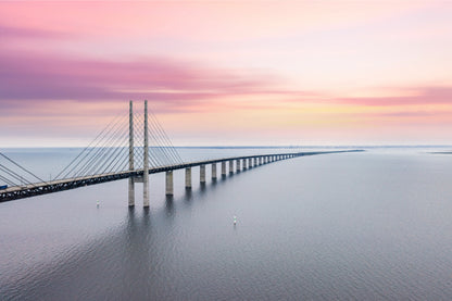 Oresund Bridge & Sea Sunset View Photograph Print 100% Australian Made