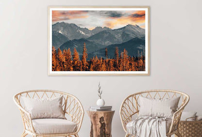 Autumn Trees near Mountains Scenery View Home Decor Premium Quality Poster Print Choose Your Sizes