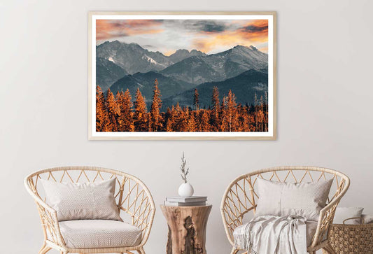 Autumn Trees near Mountains Scenery View Home Decor Premium Quality Poster Print Choose Your Sizes