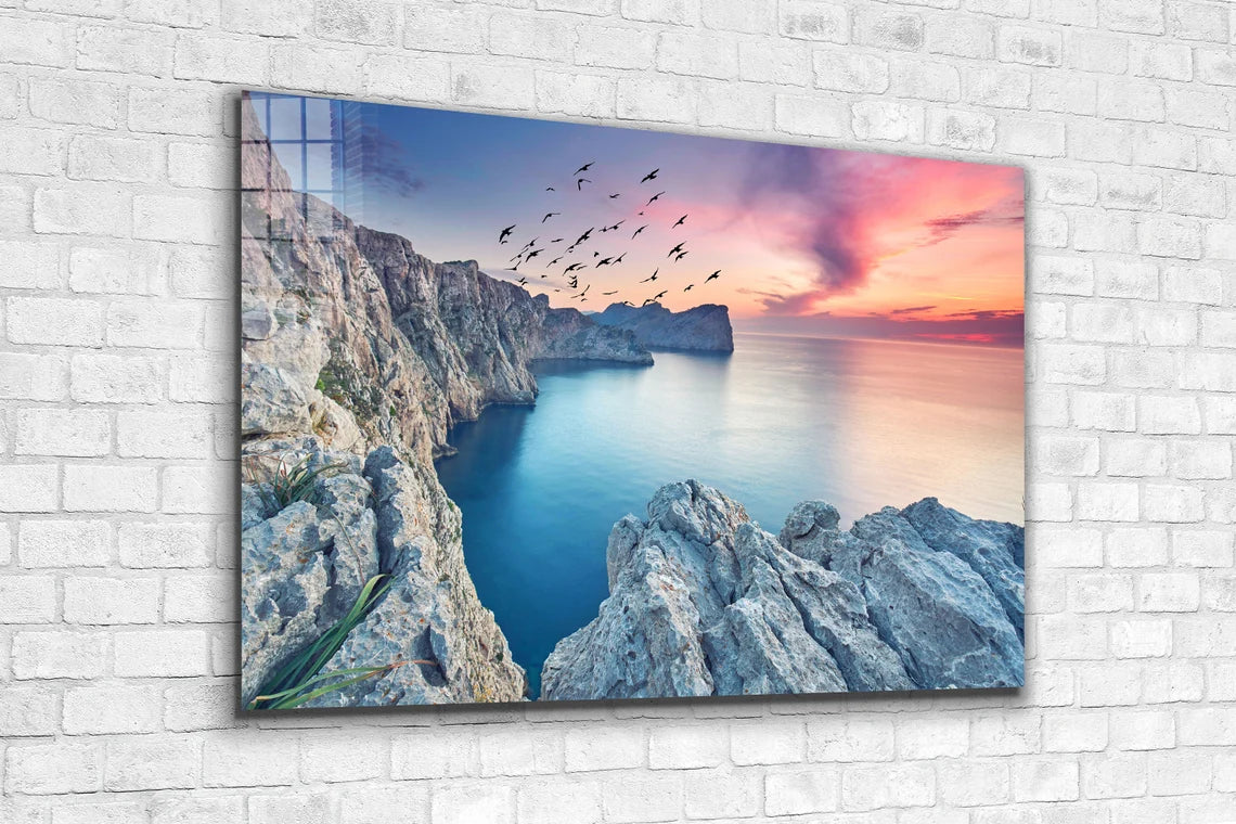 Cape Formentor Sunset Print Tempered Glass Wall Art 100% Made in Australia Ready to Hang