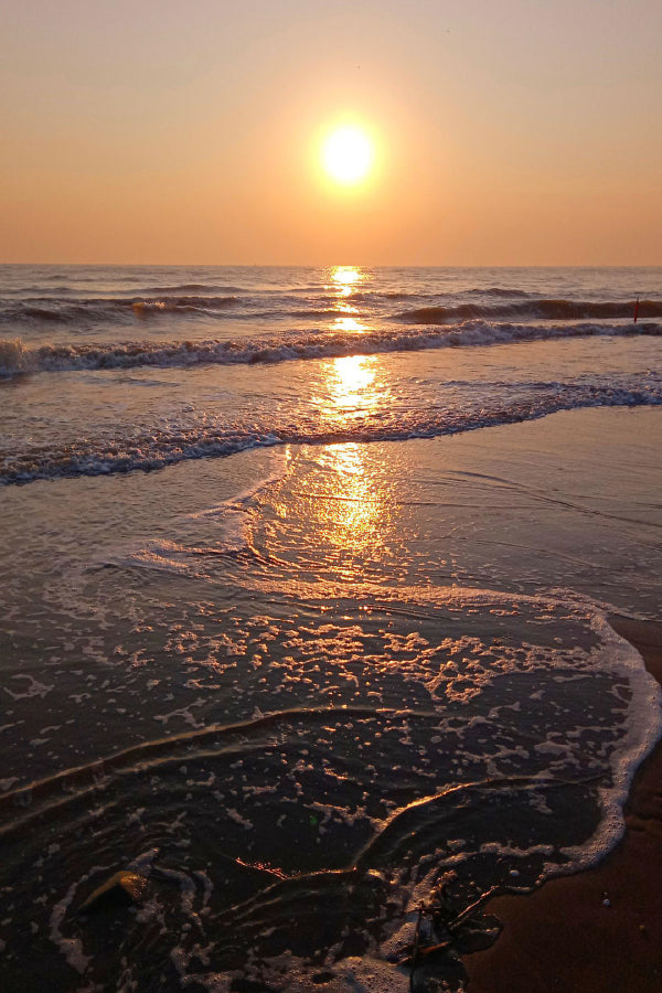 Sea Waves Near Sea Sand Sunset View Scenery Print 100% Australian Made