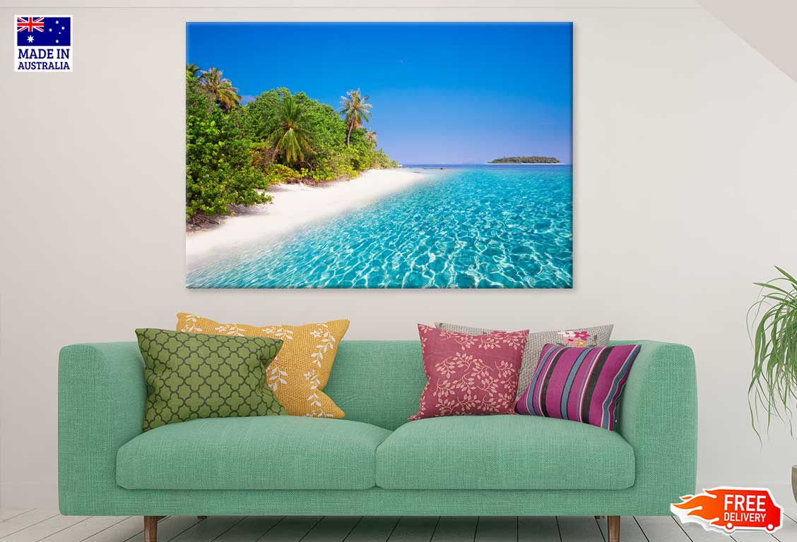 Island Sandy Beach & Palm Trees View Photograph Print 100% Australian Made
