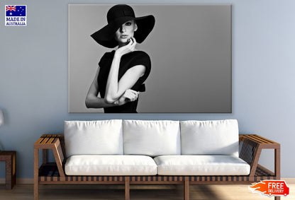 Fashion Woman with Hat and Dress B&W Photograph Print 100% Australian Made