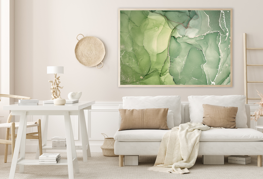 Green & White Abstract Design Home Decor Premium Quality Poster Print Choose Your Sizes