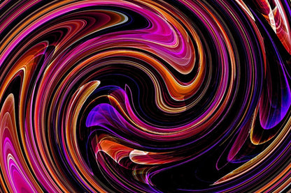 Pink Orange & Blue Curves Digital Abstract Design Print 100% Australian Made