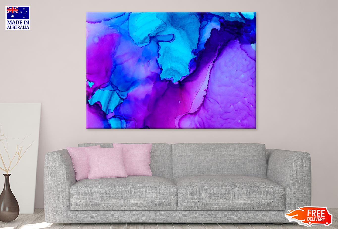 Purple & Blue Abstract Design Print 100% Australian Made