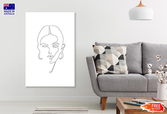 Girl Face B&W Line Art Print 100% Australian Made