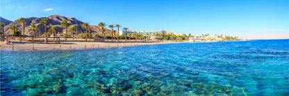 Panoramic Canvas Beach in Eilat View Photograph High Quality 100% Australian Made Wall Canvas Print Ready to Hang