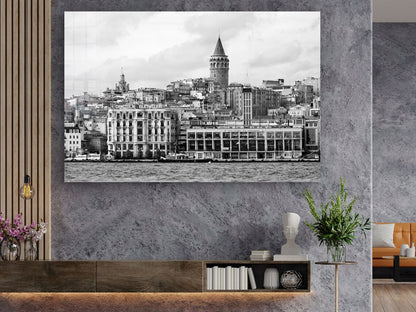 Galata Bridge B&W View Print Tempered Glass Wall Art 100% Made in Australia Ready to Hang