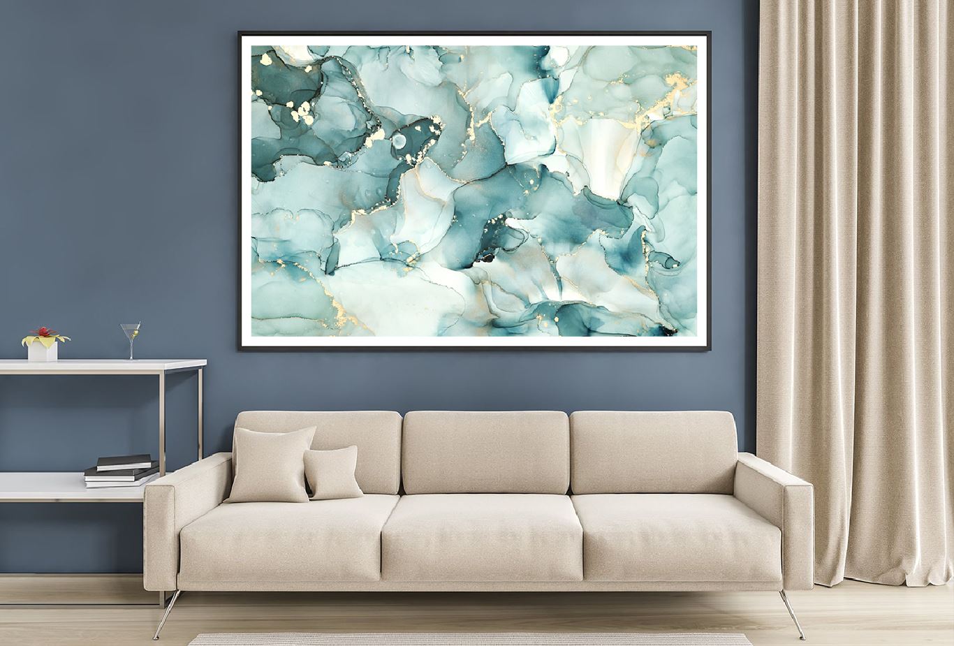 Grey Green & Gold Abstract Design Home Decor Premium Quality Poster Print Choose Your Sizes