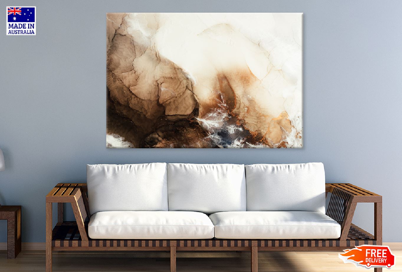 Brown & White Abstract Design Print 100% Australian Made