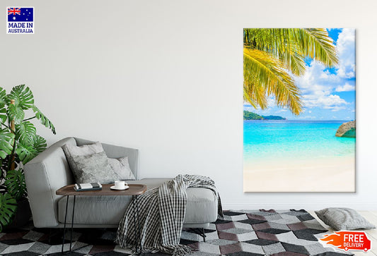 Tropical Blue Sea & Palm Leaves Photograph Print 100% Australian Made