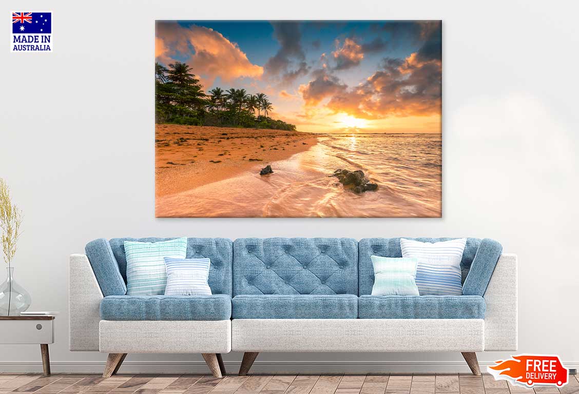 Sandy Beach Sunset Photograph in Aracruz Print 100% Australian Made