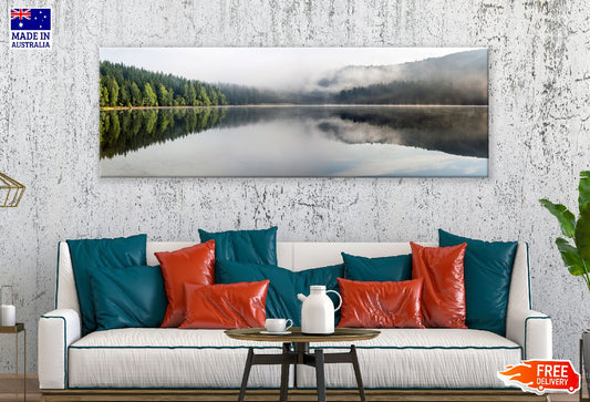 Panoramic Canvas Forest View on Lake Photograph High Quality 100% Australian Made Wall Canvas Print Ready to Hang