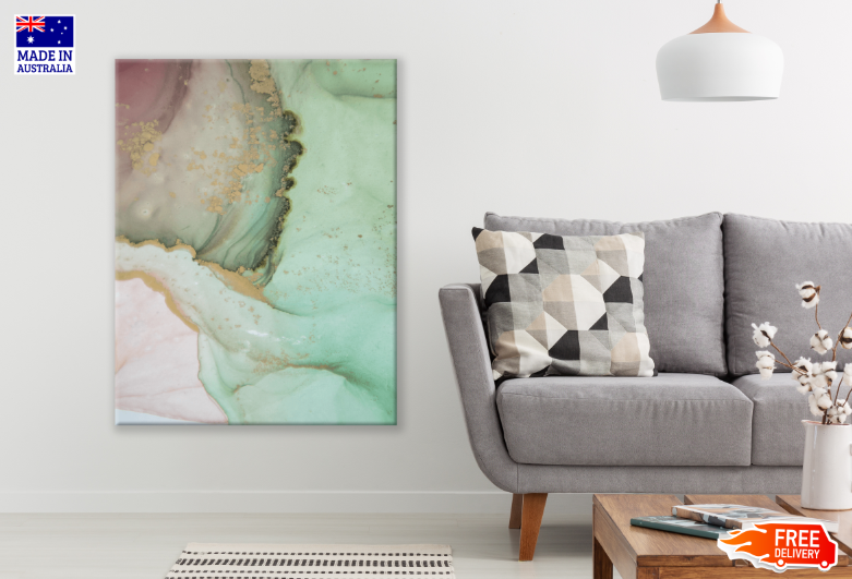 White & Green Abstract Design Print 100% Australian Made