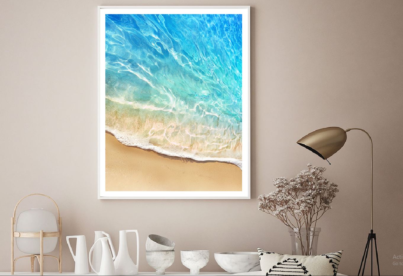 Clear Blue Sea Waves & Sand View Photograph Home Decor Premium Quality Poster Print Choose Your Sizes