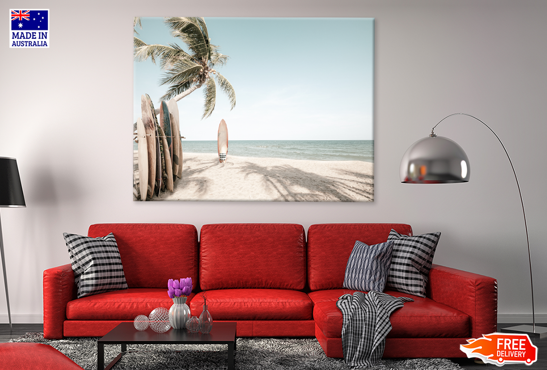 Surfing Board & Sea Sky View Print 100% Australian Made