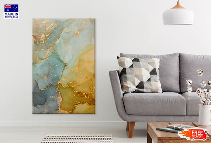 Blue & Gold Texture Abstract Design Print 100% Australian Made