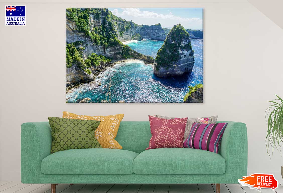 Nusa Penida Beach with Cliff View Photograph Print 100% Australian Made