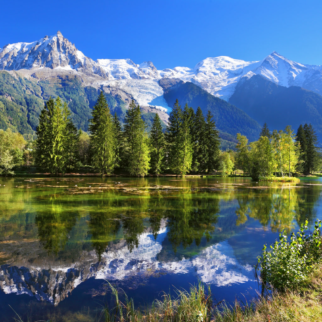 Square Canvas Lake Mountain Scenery Chamonix France High Quality Print 100% Australian Made