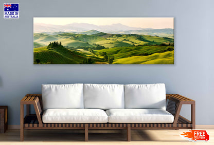 Panoramic Canvas Rice Field Aerial View Photograph High Quality 100% Australian Made Wall Canvas Print Ready to Hang