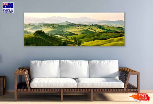 Panoramic Canvas Rice Field Aerial View Photograph High Quality 100% Australian Made Wall Canvas Print Ready to Hang
