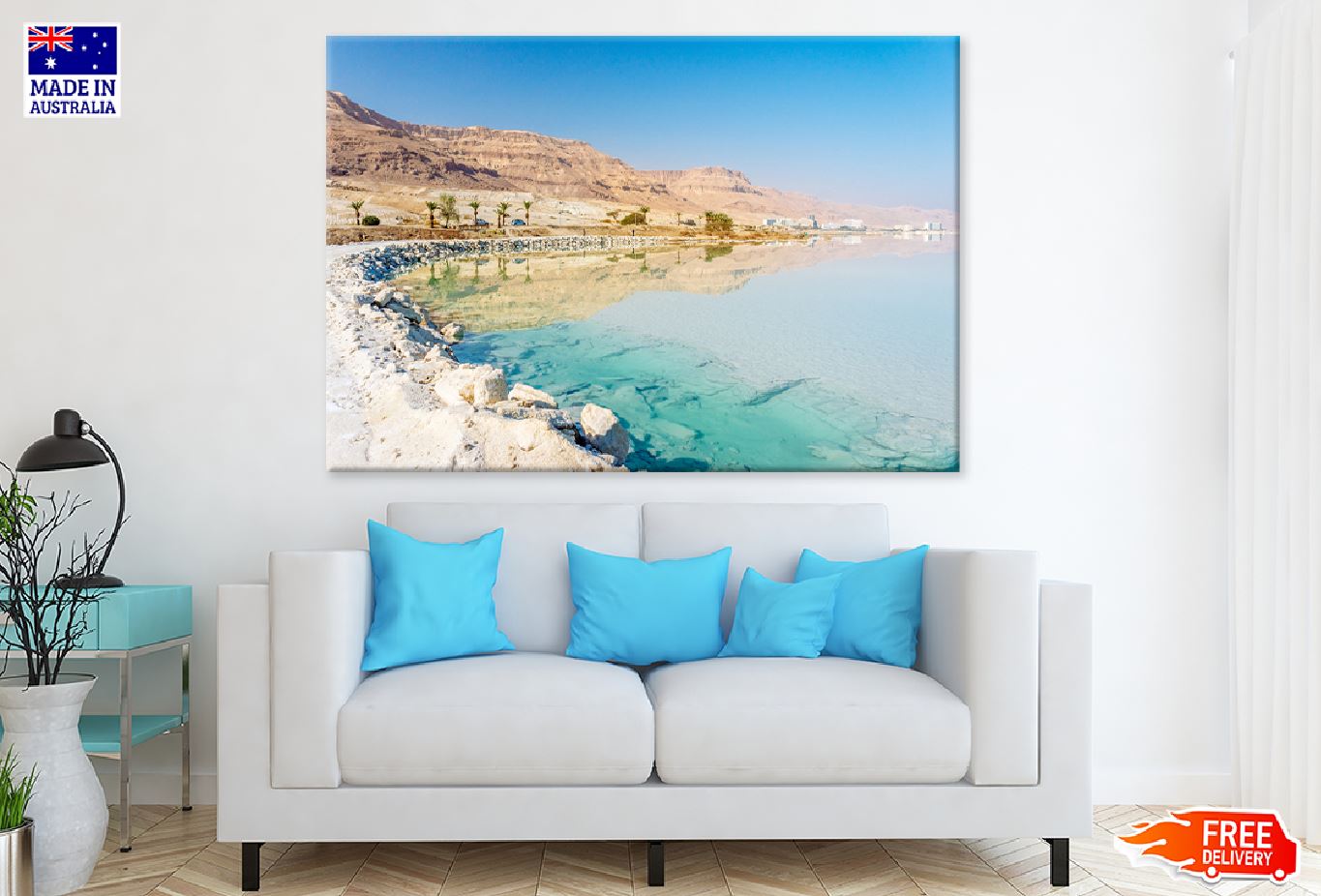 Sea Coastline & White Salt Rocks View Print 100% Australian Made