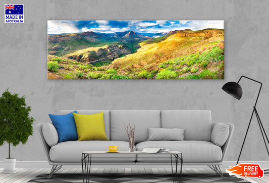 Panoramic Canvas Mountains & Canyon View Photograph High Quality 100% Australian Made Wall Canvas Print Ready to Hang