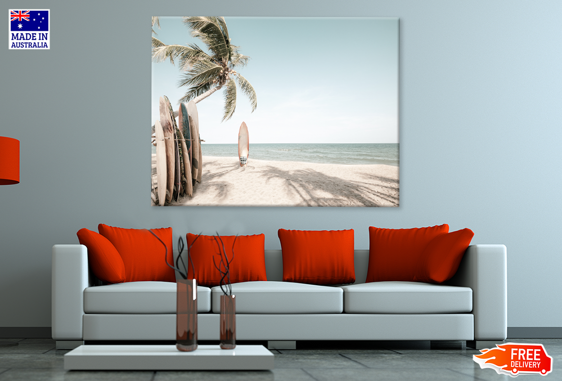 Surfing Board & Sea Sky View Print 100% Australian Made