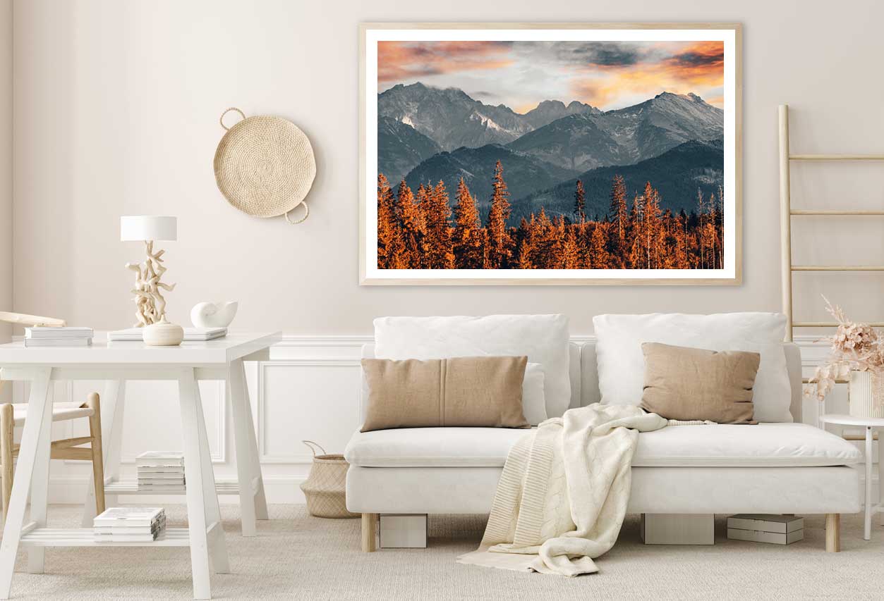 Autumn Trees near Mountains Scenery View Home Decor Premium Quality Poster Print Choose Your Sizes