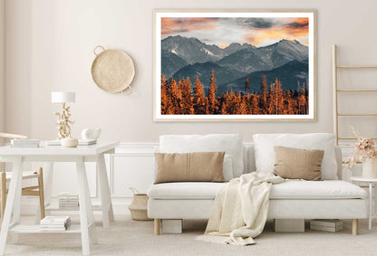 Autumn Trees near Mountains Scenery View Home Decor Premium Quality Poster Print Choose Your Sizes