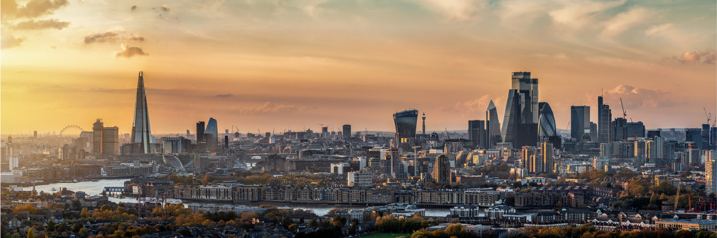 Panoramic Canvas London Sunset View Photograph High Quality 100% Australian Made Wall Canvas Print Ready to Hang